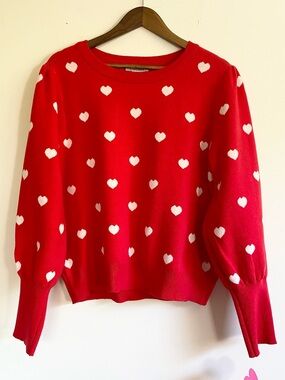 NWT Nanette Lepore Red Heart Sweater XL